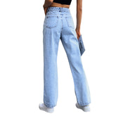Trendy High Waist Haremshose aus verkürztem Denim
